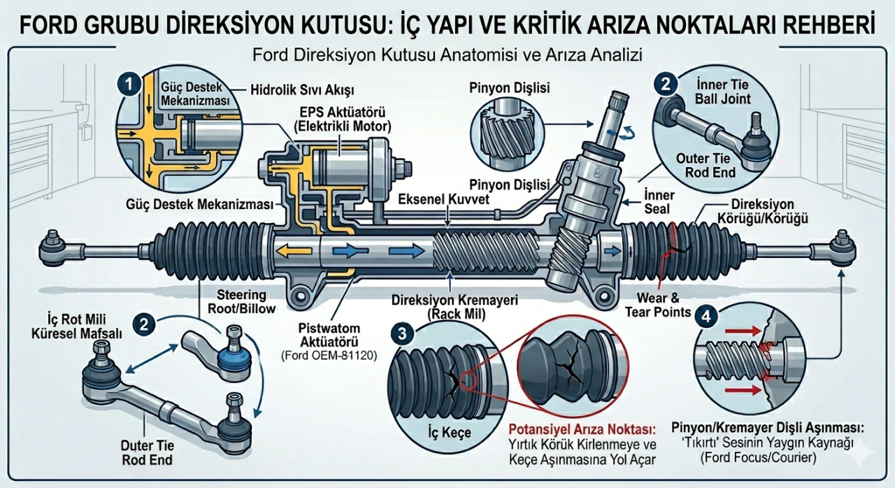 Ford Mondeo,Focus, Fiesta, Courier ve Transit  ford Direksiyon Kutusu Arızası: Tüm Modeller İçin Çözüm Rehberi