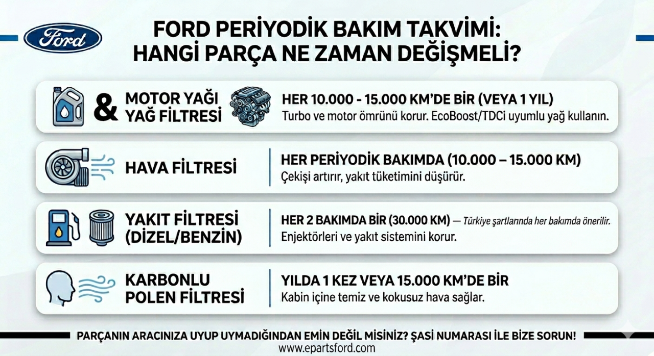 Ford Tam Kapsamlı Periyodik Bakım Rehberi: A’dan Z’ye Değişim Takvimi