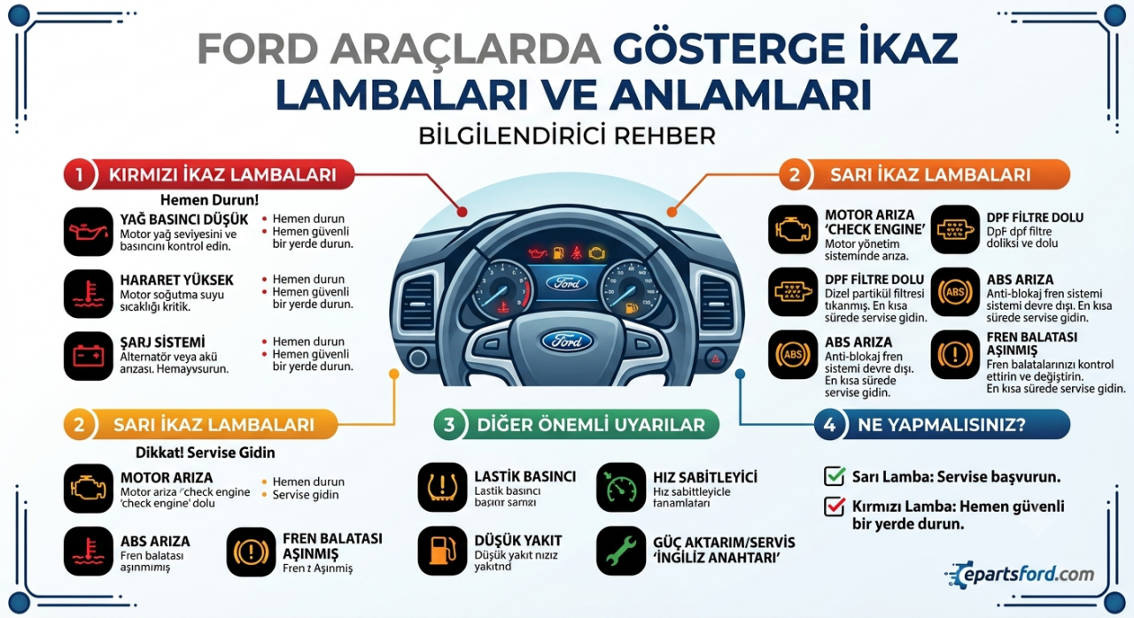 Ford Araçlarda Gösterge İkaz Lambaları ve Anlamları: Arıza Lambası Neden Yanar?