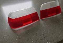 Ford Escort Sedan (1994-2001) Arka Stop Lamba Camı Takımı (Üstü Şeffaf / Altı Kırmızı) Crystal Clear Red