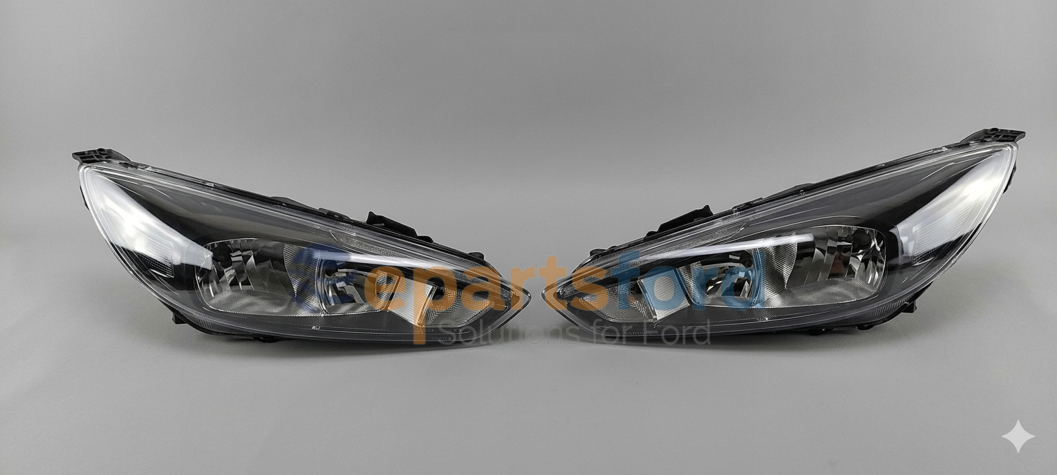 Ford Focus MK3.5 Ön Far Takımı (2015-2018) | Sağ + Sol Set - Siyah Zemin